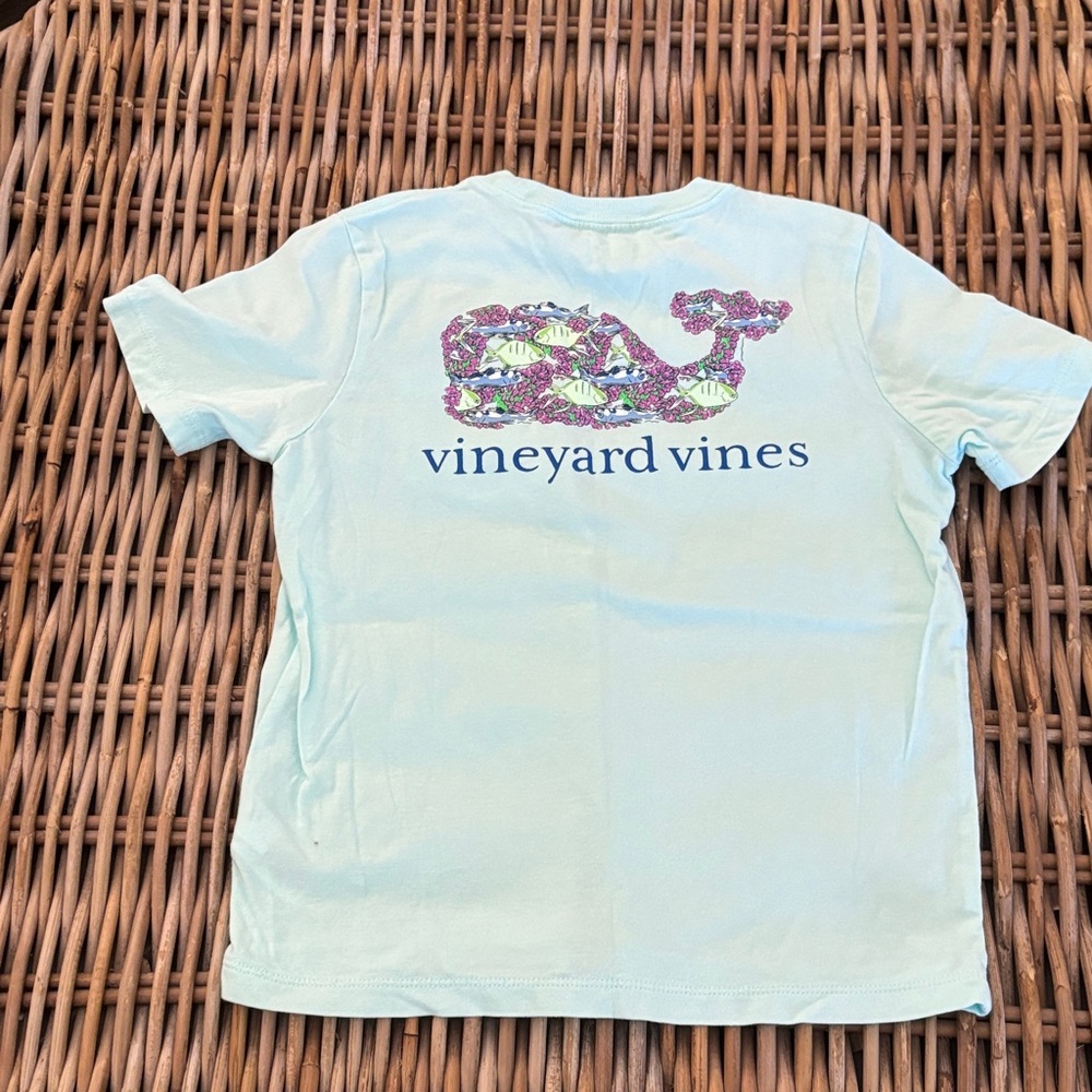 Vineyard Vines Light Blue Kids Tee with Patterned Whale